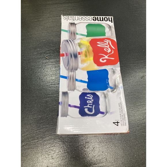 Home Essentials Chalk It Up Chalkboard Mason Jar with Straws Set of 4 X 443 ML - Picture 2 of 6